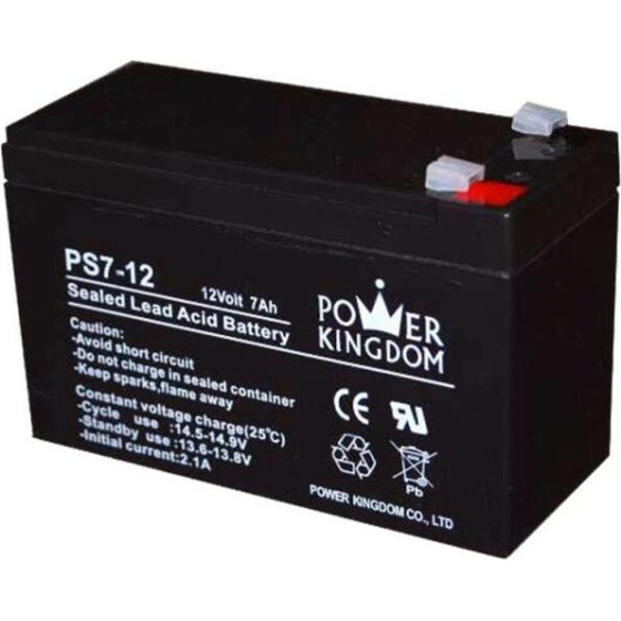 Power Kingdom Battery 12V-7Ah (6.3 FASTON) - (PK-1207-1)