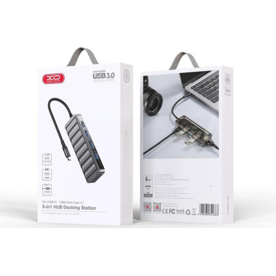 XO HUB015 5 In 1 Usb HUB, 4x Usb 3.0 + 1x TYPE-C - (HUB012B)