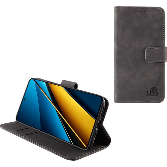 Lime Successories Lime ���� Xiaomi Poco X6 5G 6.67'' Essential Magnet Book Stand Clip GREY