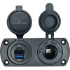 Powertech ����� 12V ��� ����� & ������� USB/USB-C, �����, IP65 - (PTL-002)