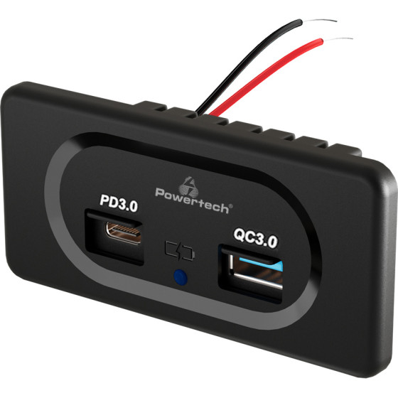 Powertech ����� Usb ��� ����� & ������� Usb & USB-C, 36W - (PTL-008)