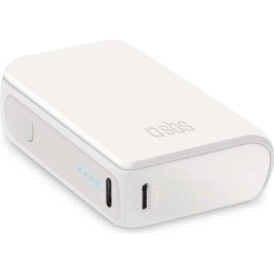 SBS Powerbank 10000 Mah Nanotube 2 Ports Pd 10W White - (BB10000MINIW)