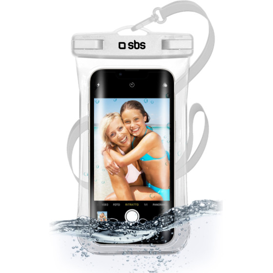 SBS Waterproof Case With Selfie Grip Universal Size Up To 6.8' White - (WATERSELFIEW)