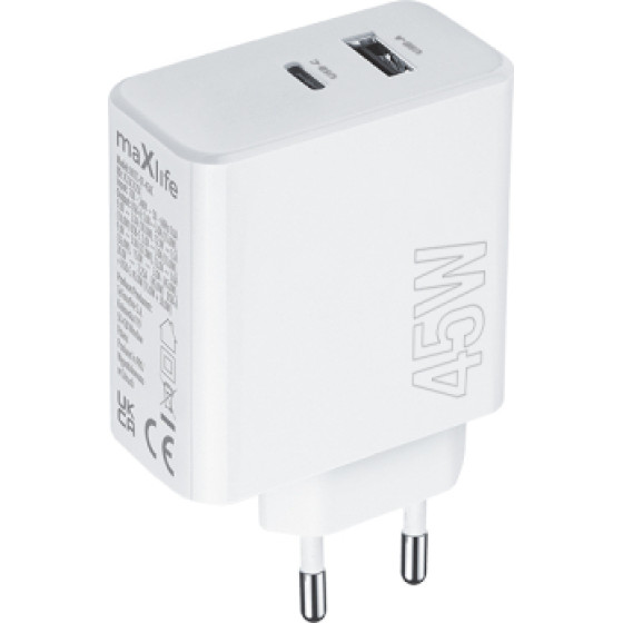 Maxlife Travel Qc Pd + 1 Port 45W White - (MXTC0745AC)