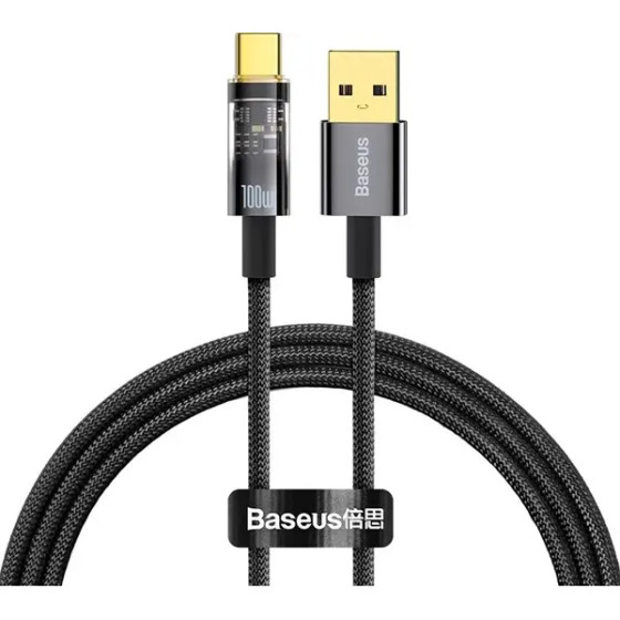 Baseus Explorer Series Auto Power-Off Fast Charging Data Cable Usb To Type-C 100W 1m Black - (CATS000201)