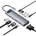 Baseus Hub 11in1 Starjoy Metal Glam Series USB-C To Hdmi +Vga + 3 x Usb 3.0 + Usb 2.0+USB-C Pd + RJ45 + SD/Tf +35mm - (B00030709811-00)