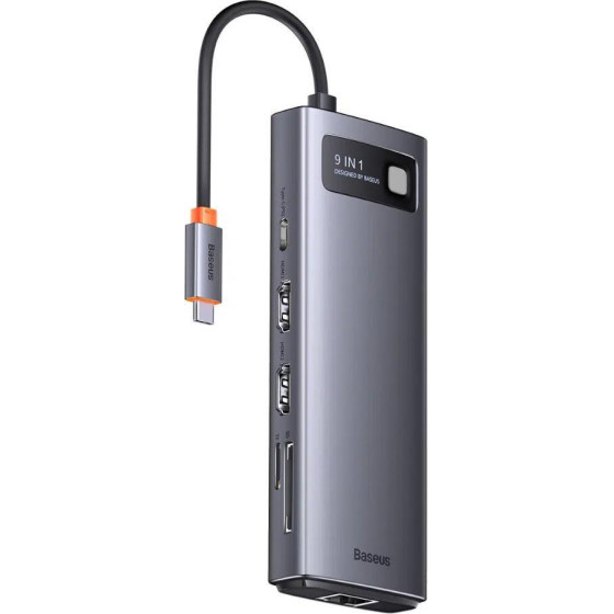 Baseus Hub 9in1 Metal Gleam Series USB-C To 2x Usb 3.0 + 2x Hdmi + Usb 2.0 + USB-C Pd + Ethernet RJ45 + microSD/Sd - (WKWG060013)