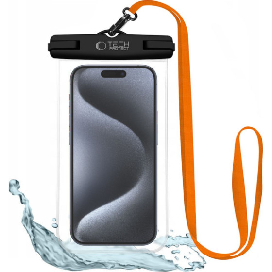 Tech-Protect Waterproof Case For Smartphones 6.9 Inch Black Orange - (UWC7)