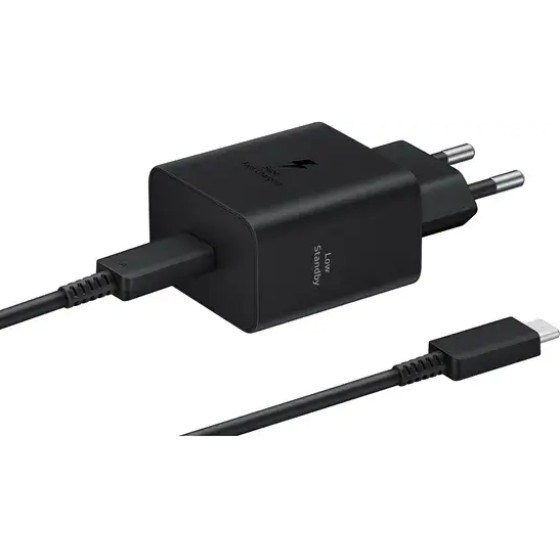 Samsung New Fast Gan Travel Charger 45W + Cable Type C To Type C Black - (EP-T4511XBEGEU)