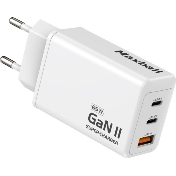 MAXBALL Charger T826 Gan Ii 3-Ports Usb 65W White - (OKT826-PD65W-CCA)