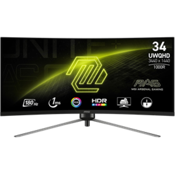 MSI Monitor Gaming Mag 345CQR, Curved Va UWQHD, 34'', 21:9, 300CD/M2, 100.000.000:1, 1MS, 180Hz, 3440x1440, 2x HDMI/ Display PORT/ Headphone OUT, BLACK, HAS, 3YW. - (9S6-3DD14H-002)