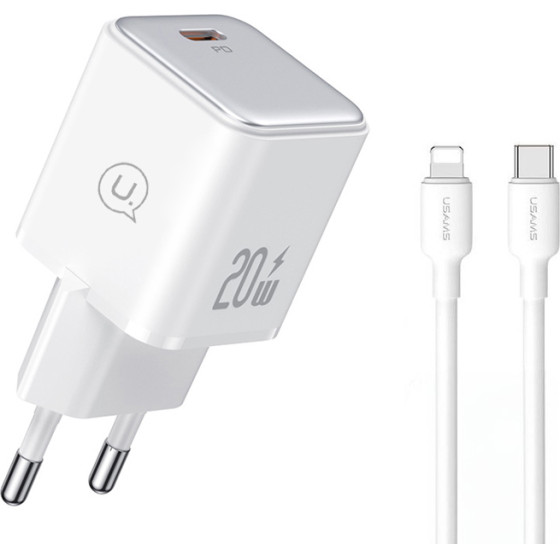 Usams ��������� ������ US-Yx �� ������� Lightning, USB-C 20W, ������ - (YXXLOGTC03)