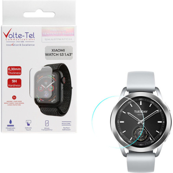 Volte-Tel Tempered Glass Xiaomi Watch S3 1.43'' 9H 0.30mm 2.5D Full Glue Full COVER