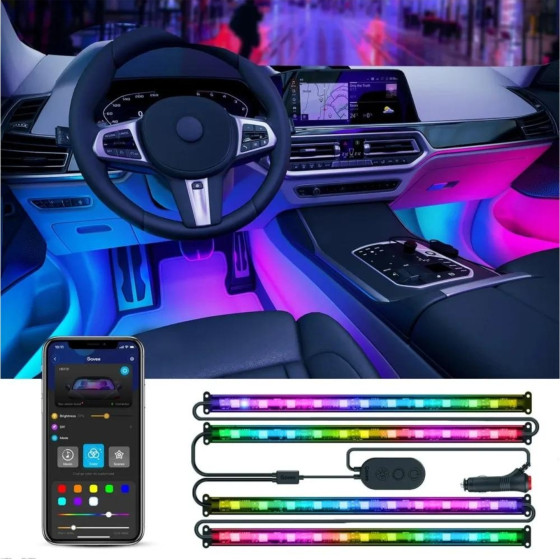 Govee Rgbic Interior Car Lights (30 Scene Mode + 4 Music MODE)--Without Remote Control - (Govee H7090)
