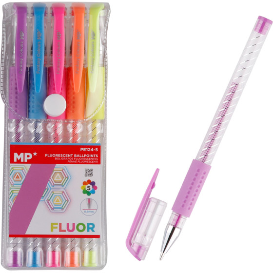 MP ��� ����� Fluorescent Ballpoint 0.9mm, ���������, 5��� - (PE124-5)