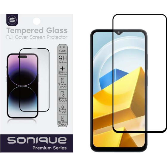 Sonique Hardy Glass Premium Series HD Full Cover 9H Xiaomi Poco M5 ����� - ����� - Poco M5