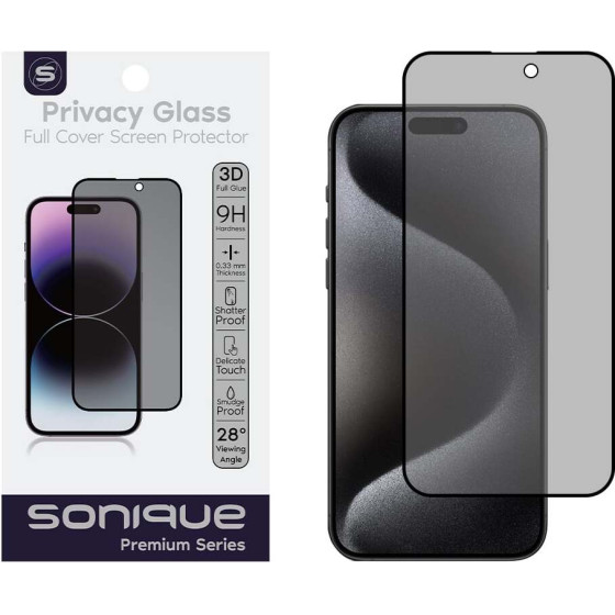 Sonique Privacy Glass Premium Series HD Full Cover 9H Apple iPhone 15 Pro Max ����� - ����� - iPhone 15 Pro Max