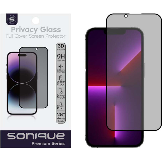 Sonique Privacy Glass Premium Series HD Full Cover 9H Apple iPhone 13 Pro Max / iPhone 14 Plus ����� - ����� - iPhone 13 Pro Max, iPhone 14 Plus