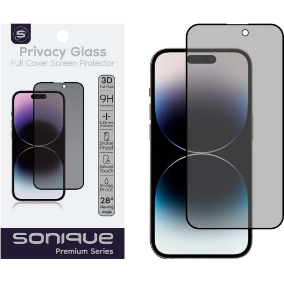 Sonique Privacy Glass Premium Series HD Full Cover 9H Apple iPhone 14 Pro ����� - ����� - iPhone 14 Pro