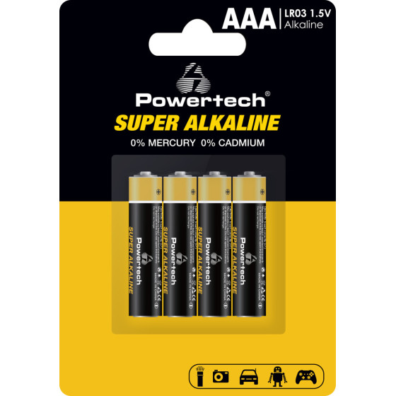 Powertech ��������� ��������� Super Alkaline AAA, 1.5V, 4��� - (PT-1213)
