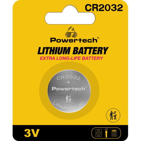 Powertech �������� ������ CR2032, 3V, 1��� - (PT-1208)