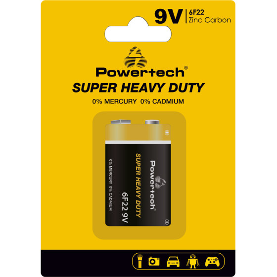 Powertech �������� Zinc Carbon Super Heavy Duty 9V, 1��� - (PT-1220)