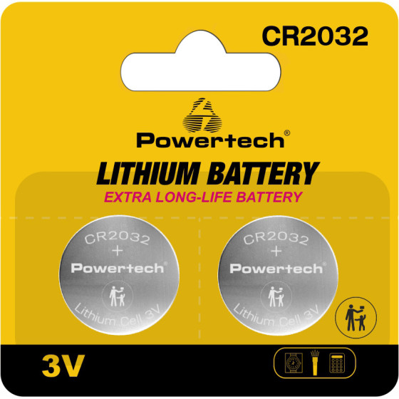 Powertech ��������� ������ CR2032, 3V, 2��� - (PT-1209)