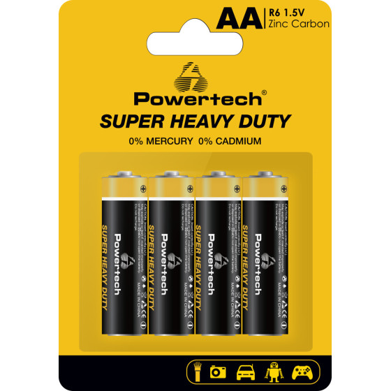 Powertech ��������� Zinc Carbon Super Heavy Duty AA, 1.5V, 4��� - (PT-1219)