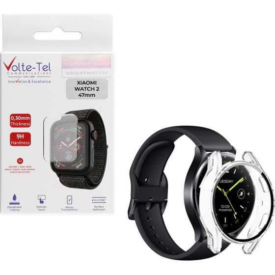 Volte-Tel Tempered Glass Xiaomi Watch 2 47mm 1.43'' 9H 0.30mm Pc Edge Cover With Key 3D Full Glue Full Cover TRANSPARENT - (5205308363986)