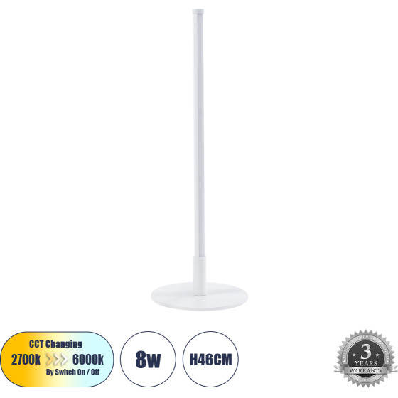 GloboStar Daluma ����������� ��������� Led Cct 8W 880lm 200� Ac 220-240V - �������� �������� ���� On/Off All In One ����� 6000k+������ 4500k+����� 2700k �15 x �15 x �46cm - ����� - 3 ������ ������� - (60468)