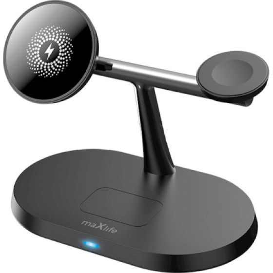 Maxlife Qi Wireless Charger 3 In 1 15W Black - (MXWC-03)