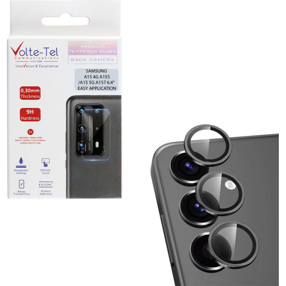 Volte-Tel Camera Glass Cover Samsung A15 4G A155/A15 5G A157 6.4'' 9H 0.30MM Easy Application BLACK - (5205308363290)