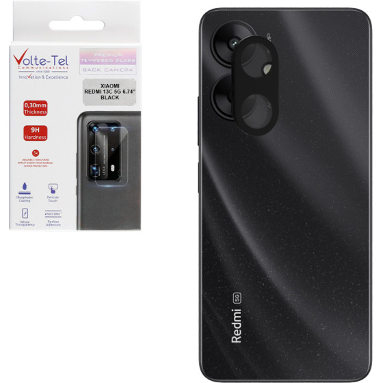 Volte-Tel Tempered Glass Xiaomi Redmi 13C 5G 6.74'' 9H 0.25mm 3D Curved For Camera BLACK - (5205308363146)