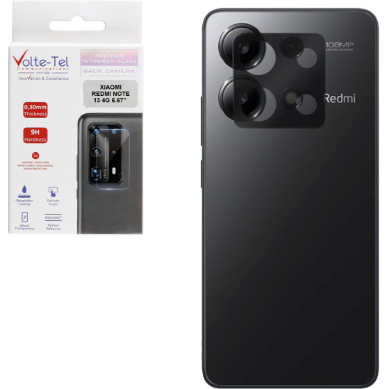 Volte-Tel Tempered Glass Xiaomi Redmi Note 13 4G 6.67'' 9H 0.25mm 3D Curved For Camera BLACK - (5205308363221)