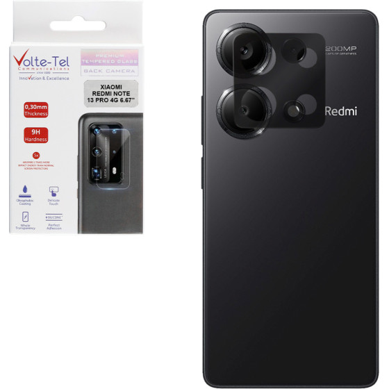 Volte-Tel Tempered Glass Xiaomi Redmi Note 13 Pro 4G 6.67'' 9H 0.25mm 3D Curved For Camera BLACK - (5205308363214)