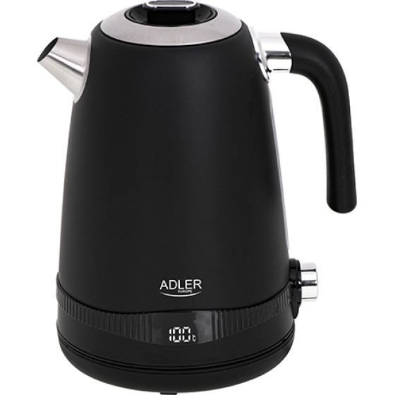Adler 1,7L Steel Electric Kettle With Lcd And Temperature Control Black - (AD1295B)