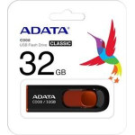 Adata Flash Usb Drive 32GB USB2.0, RETRACTABLE, BLACK/RED, 5YW. - (AC008-32GB-RKD)