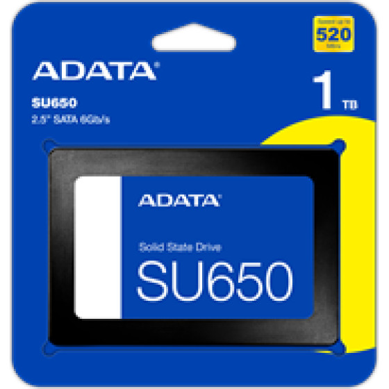 Adata Ssd 2.5'' 1TB SATA3, Read 520 MB/s, Write 450MB/s, 3YW. - (ASU650SS-1TT-R)