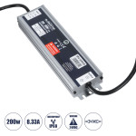GloboStar ��������� ����������� Selv ��� �������� �������� Led 200W 8.33A - Ac 220-240V �� Dc 24V �� 1.2m Vde ������� ������� & ������ ����������� - ��������� IP68 - M21.5 x W5.5 x H2.5cm - 3 ������ ������� - (60965)