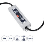 GloboStar ��������� ����������� Selv ��� �������� �������� Led 60W 2.5A - Ac 220-240V �� Dc 24V �� 1.2m Vde ������� ������� & ������ ����������� - ��������� IP68 - M15 x W3.5 x H2cm - 3 ������ ������� - (60962)