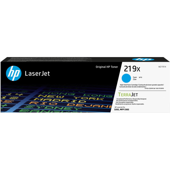 HP 219X High Yield Cyan Original Laserjet Toner Cartridge - (W2191X)