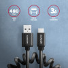 Axagon BUCM-AM10TB Twister Cable USB-C USB-A, 0,6M, Usb 2.0, 2.4A, ALU, PVC, BLACK