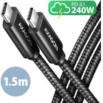 Axagon BUCM2-CM15AB Charge Cable USB-C USB-C 2.0, 1.5M, Pd 240W 5A, ALU, BRAID, BLACK