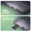 Axagon HMC-6GM2 USB-C 3.2 Gen 2 Hub W. M.2 SATA/Nvme + Hdmi + 1X USB-A + 1X USB-C + Cr + Pd 100W