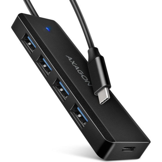 Axagon HUE-C1C 4X USB3.2 Gen 1 Travel HUB, USB-C Power IN, W. 20CM TYPE-C CABLE