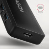 Axagon HUE-C1C 4X USB3.2 Gen 1 Travel HUB, USB-C Power IN, W. 20CM TYPE-C CABLE