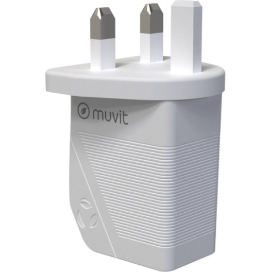 Muvit For Change Uk Travel Charger 2.4A 12W White - (MCACC0009)