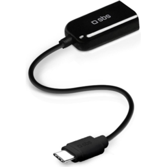 SBS Otg Usb To Type C Adapter With Cable 15cm Black - (CABLEOTGTCK)