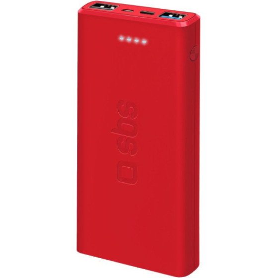 SBS Powerbank 10000 Mah 2 Ports 2.1A Red - (BB10000FASTR)
