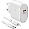SBS Travel Charger Mfi Pd 20W + Data Cable Type C To Lightning 1m White - (TRKITPD20LIGW)